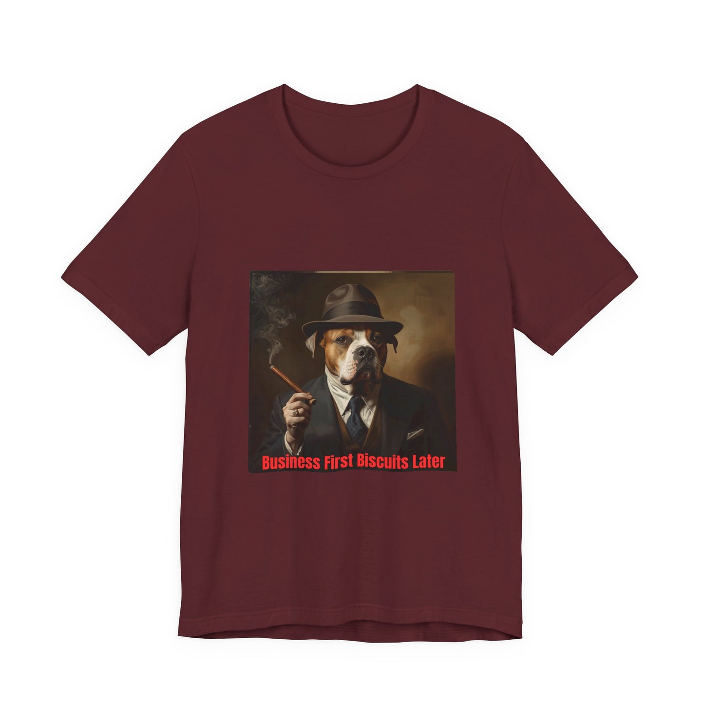 Dog Mobster T‑Shirt — "Business First Biscuits Later" Dog Mafia Tee