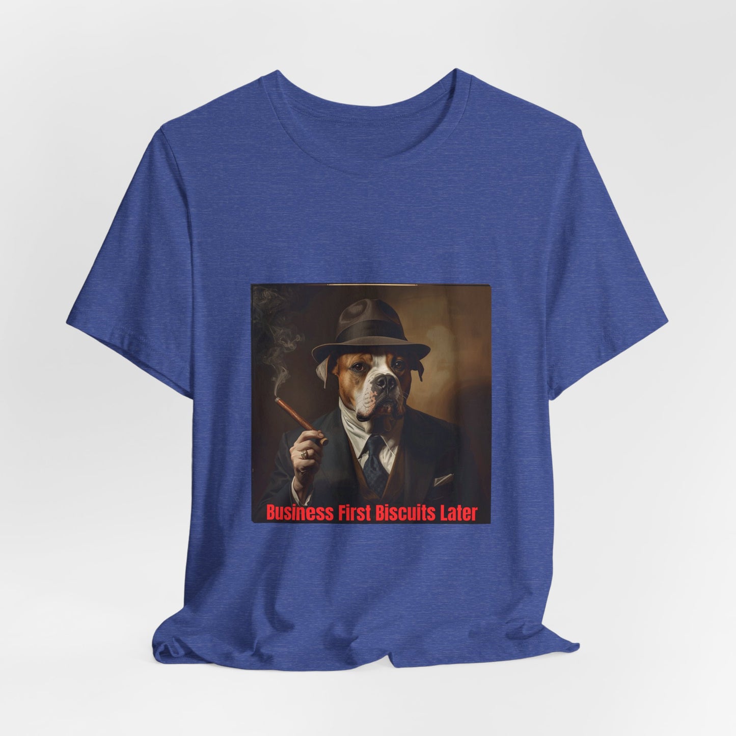 Dog Mobster T‑Shirt — "Business First Biscuits Later" Dog Mafia Tee