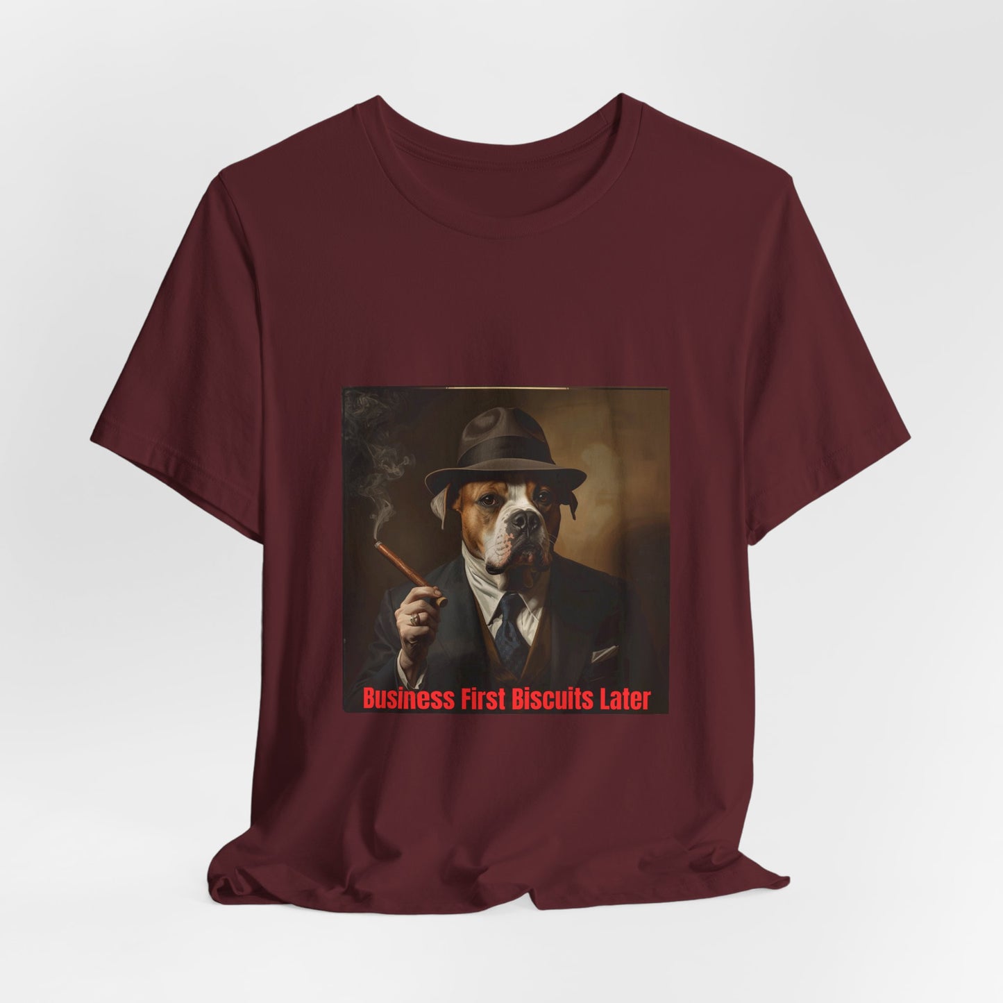 Dog Mobster T‑Shirt — "Business First Biscuits Later" Dog Mafia Tee