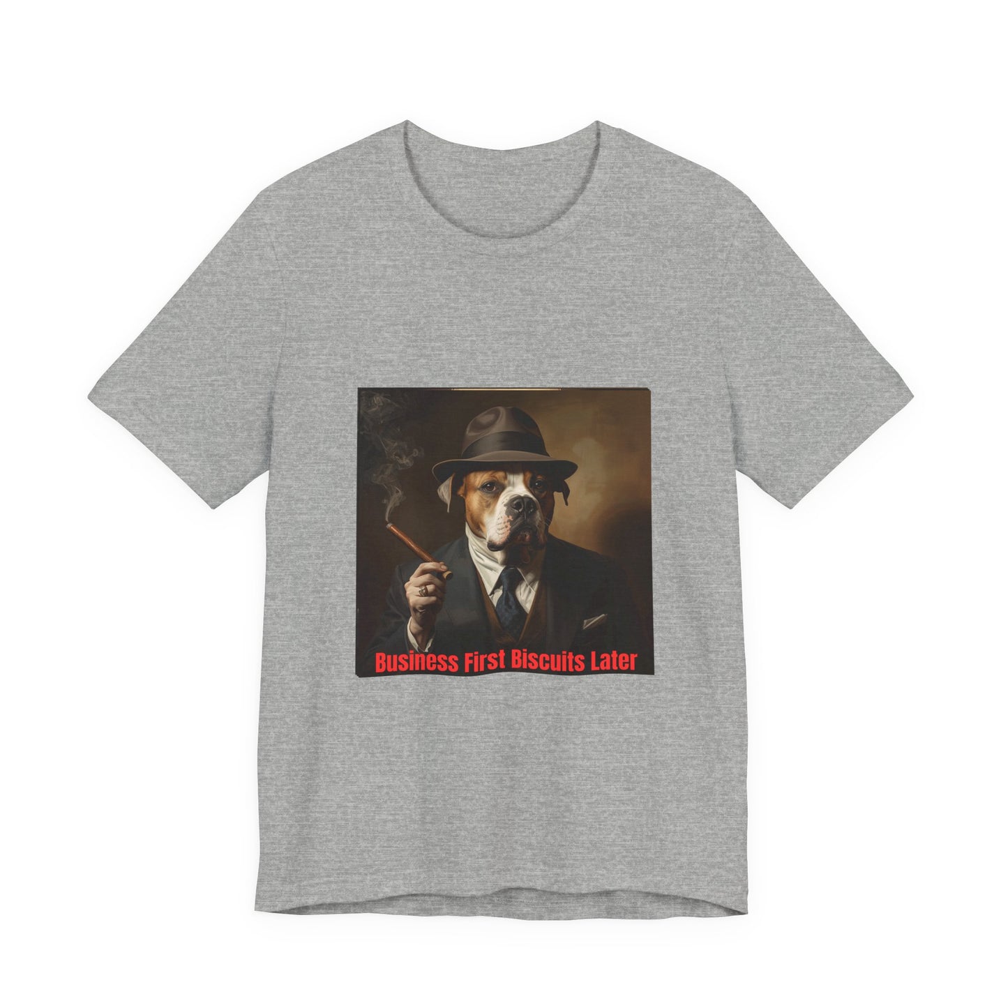 Dog Mobster T‑Shirt — "Business First Biscuits Later" Dog Mafia Tee