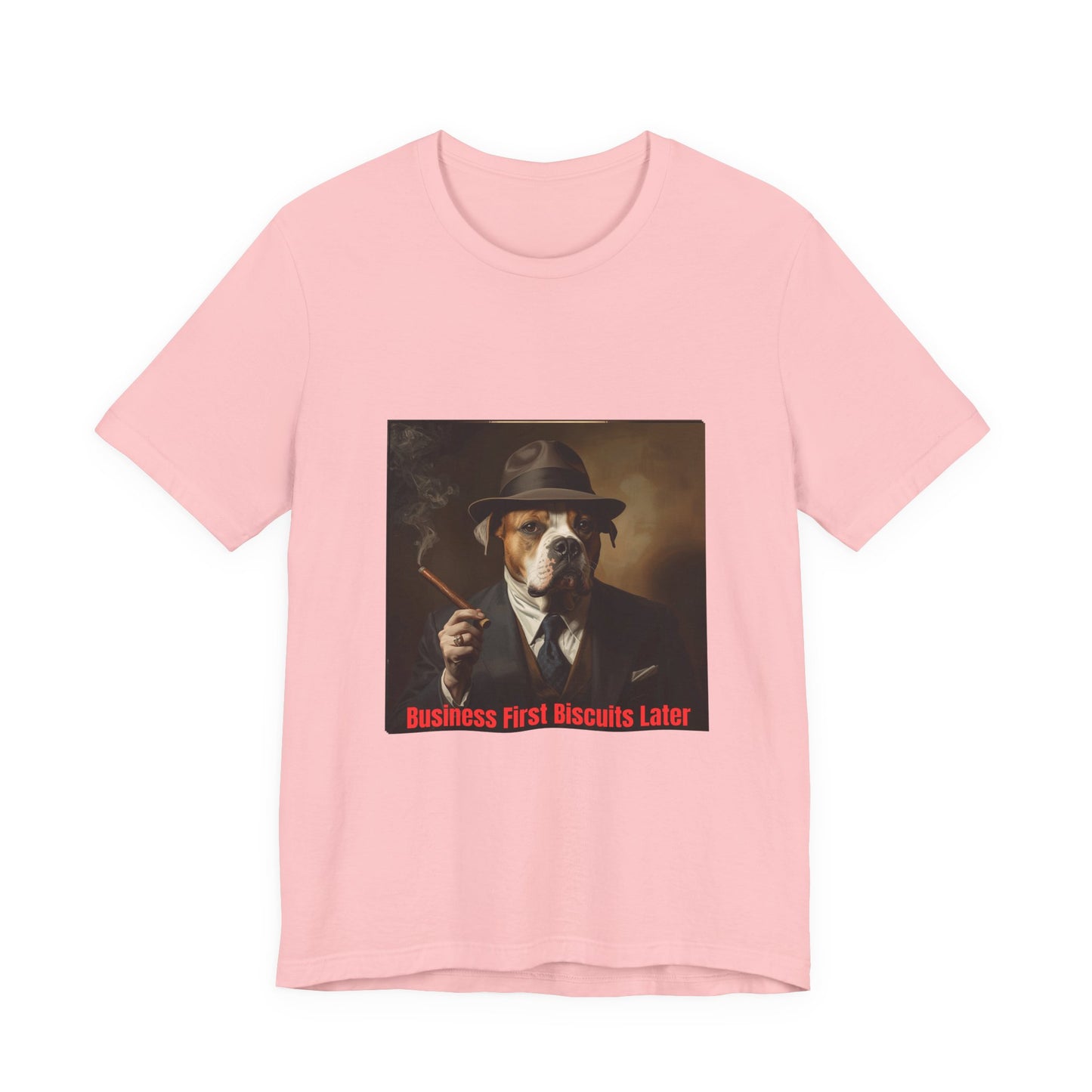 Dog Mobster T‑Shirt — "Business First Biscuits Later" Dog Mafia Tee