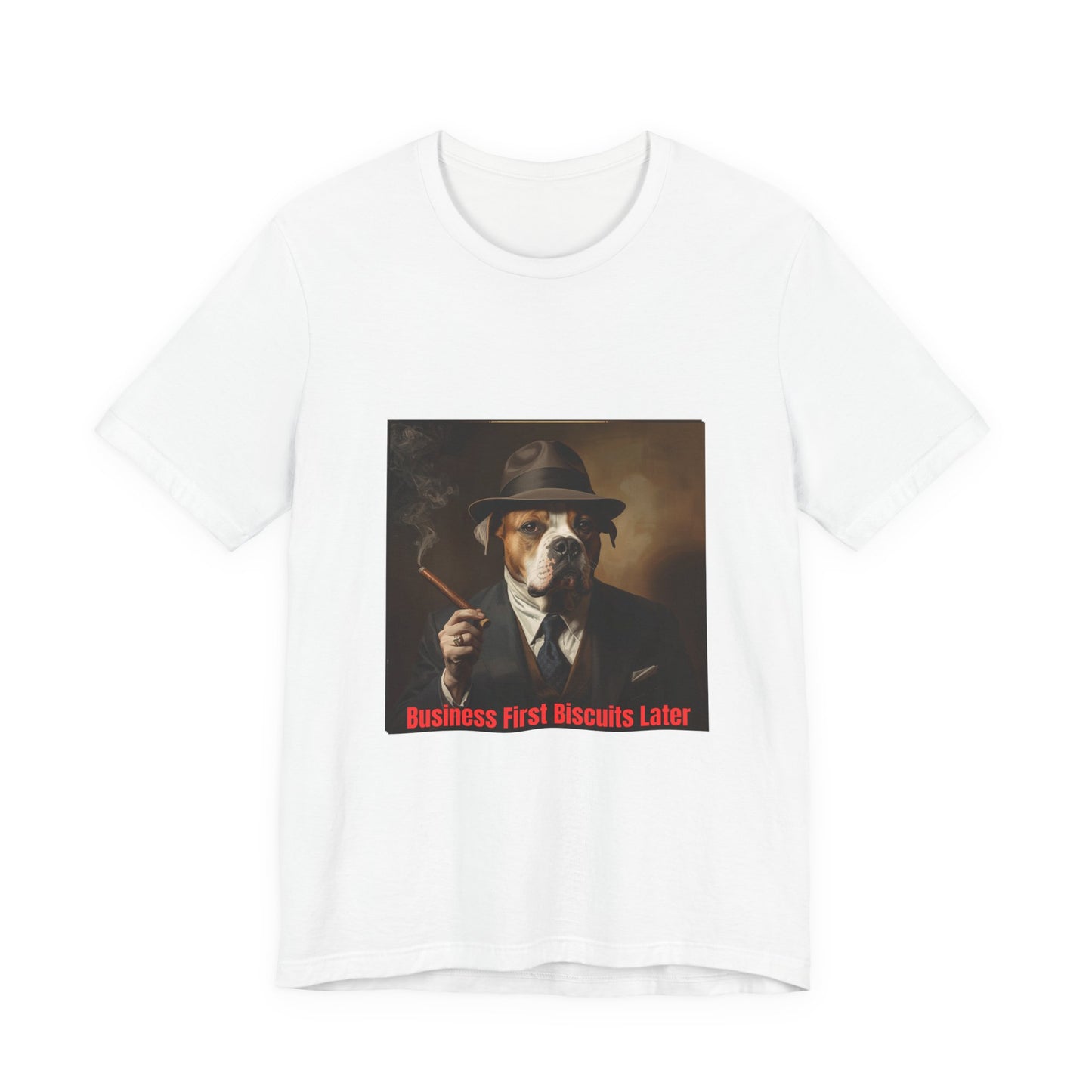 Dog Mobster T‑Shirt — "Business First Biscuits Later" Dog Mafia Tee