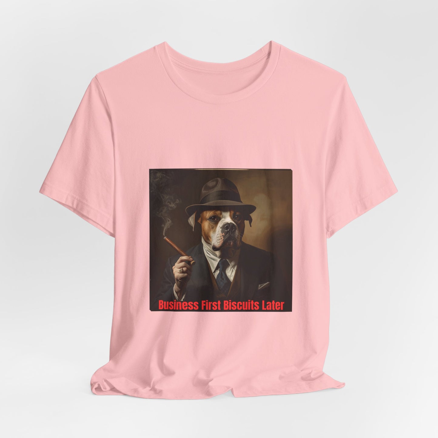 Dog Mobster T‑Shirt — "Business First Biscuits Later" Dog Mafia Tee
