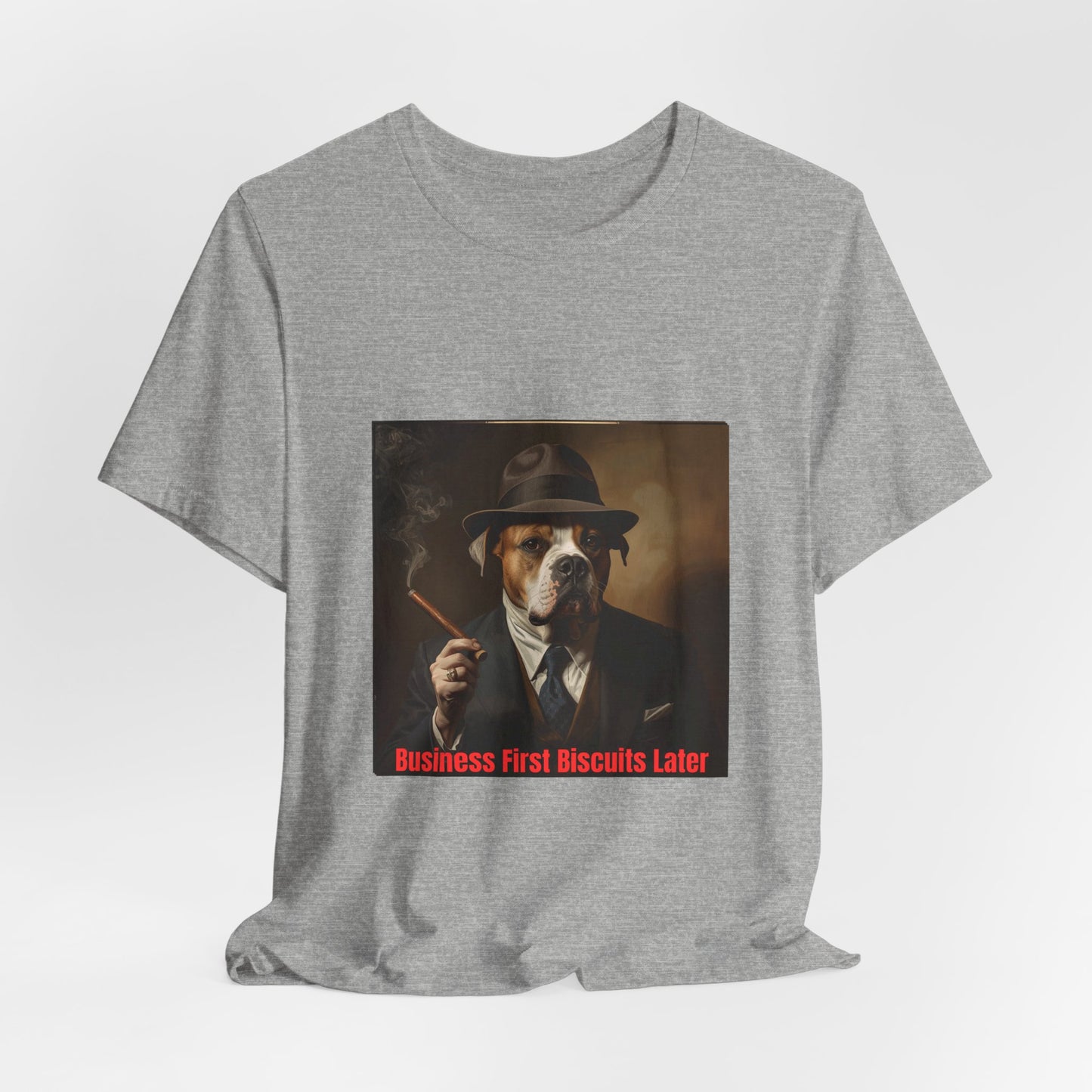 Dog Mobster T‑Shirt — "Business First Biscuits Later" Dog Mafia Tee
